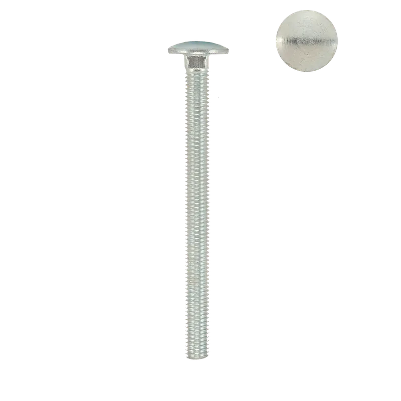 Surub cu cap bombat si gat patrat, otel zincat alb, 8 x 120 mm, 10 buc