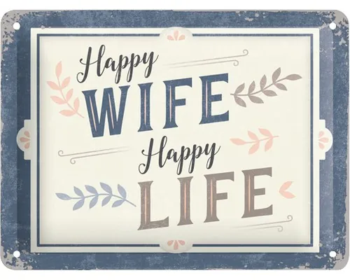 Tablou metalic decorativ Nostalgic-Art Happy Wife 15x20 cm buc