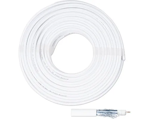 Cablu TV coaxial superdigital 1,1mm² 110dB alb, inel 50m, cu 4 ecranări buc