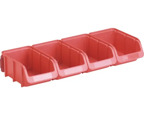 Set șină de perete cu 4 casete de organizare Hünersdorff 425x75x165 mm, roșu buc