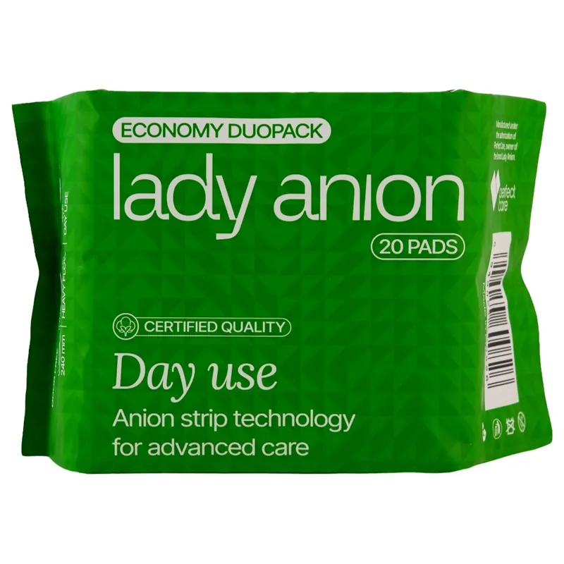 Absorbante de zi cu bumbac organic, 20 bucati, Lady Anion