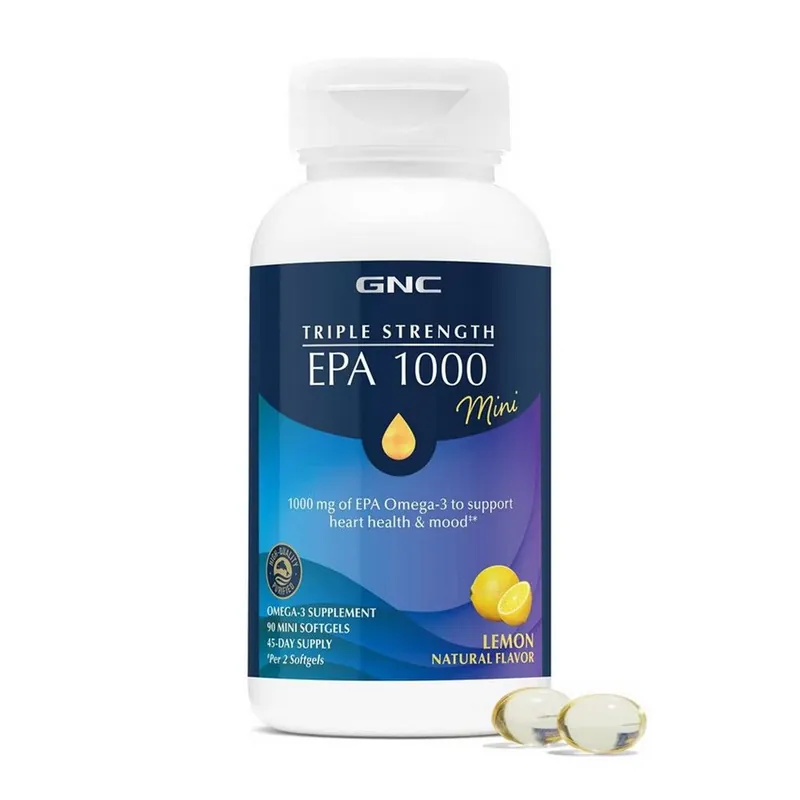 EPA 1000 mg mini cu aroma naturala de lamaie Triple Strength, 90 capsule, GNC