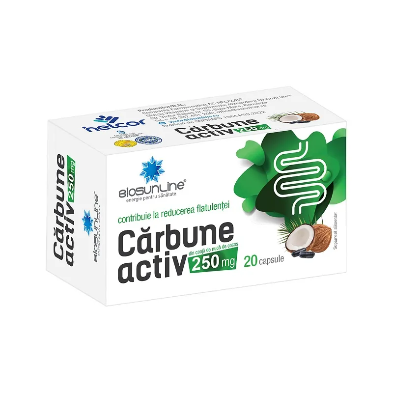 Carbune activ, 250 mg, 20 capsule, BioSunLine