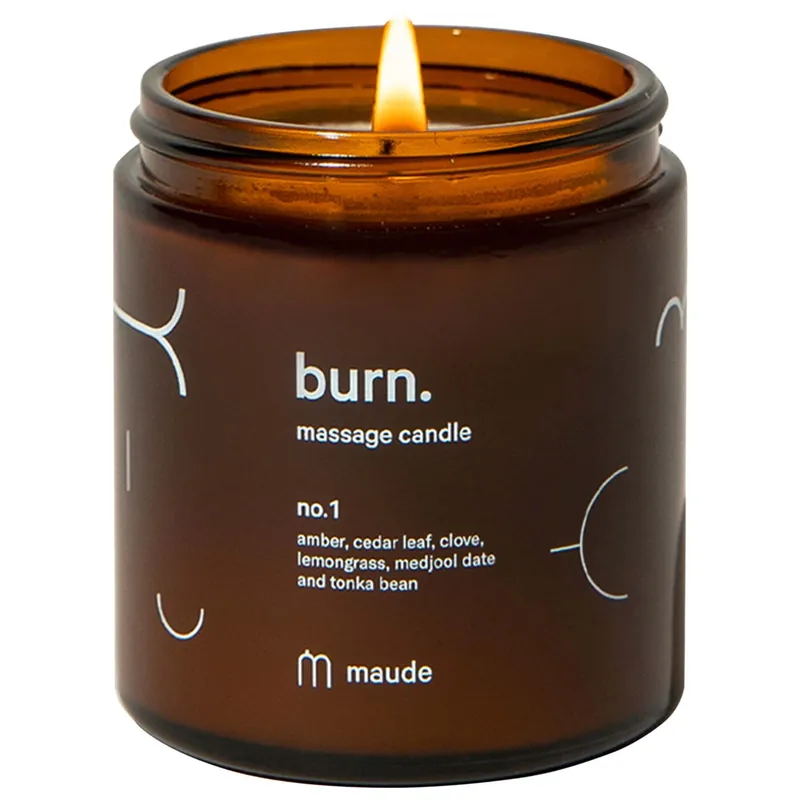 Lumanare pentru masaj Burn no. 1 (ambra, cedru si lemongrass), 113.3 g, Maude