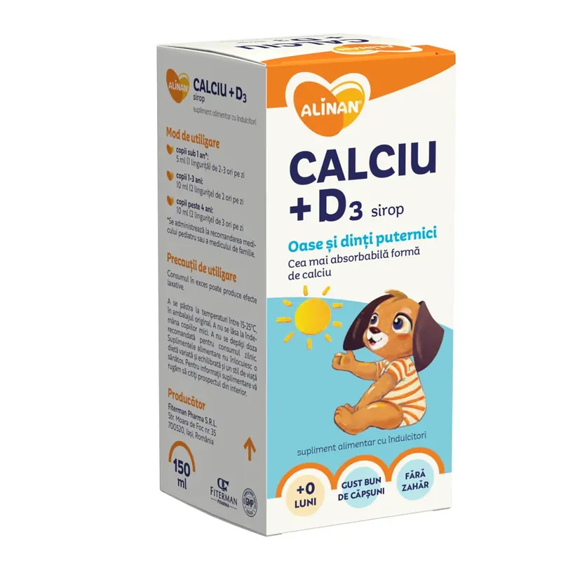 Alinan Calciu + D3 - sirop, 150ml, Fiterman