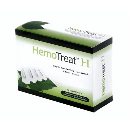 Supozitoare pentru hemoroizi si fisuri anale HemoTreat H, 12 bucati, GlobalTreat
