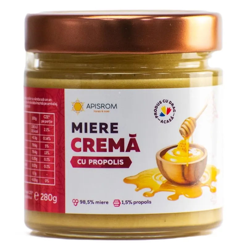 Miere crema cu propolis, 280 g, Apisrom