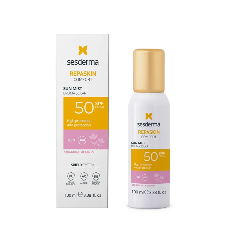 Mist cu muscata si protectie solara SPF 50 Comfort Repaskin, 100 ml, Sesderma