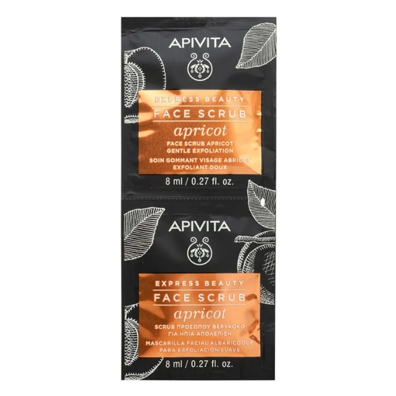 Masca de fata exfolianta cu extract de caise Express Beauty, 2 x 8 ml, Apivita