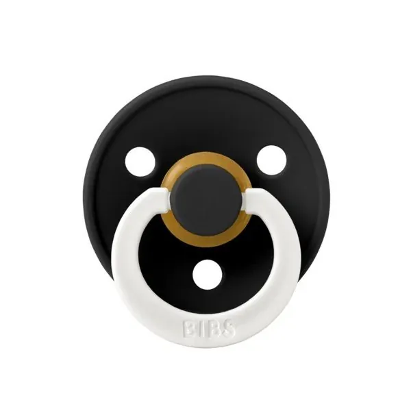 Suzeta fosforescenta din latex cu tetina rotunda pentru +0 luni Colour Glow Black, 1 bucata, Bibs