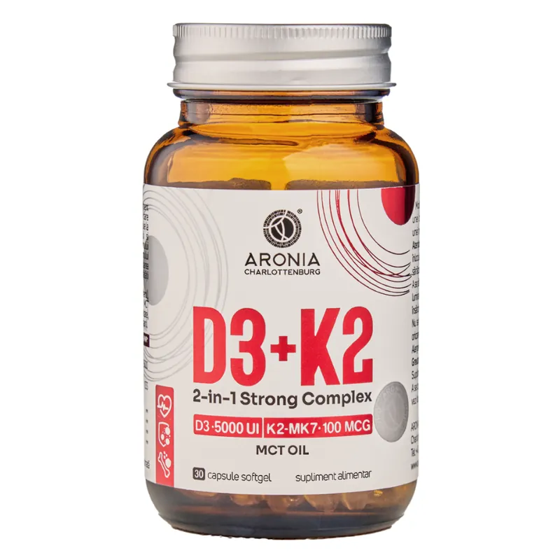 Vitamina D3 + Vitamina K2 2 in 1 Strong Complex, 30 capsule moi, Aronia Charlottenburg