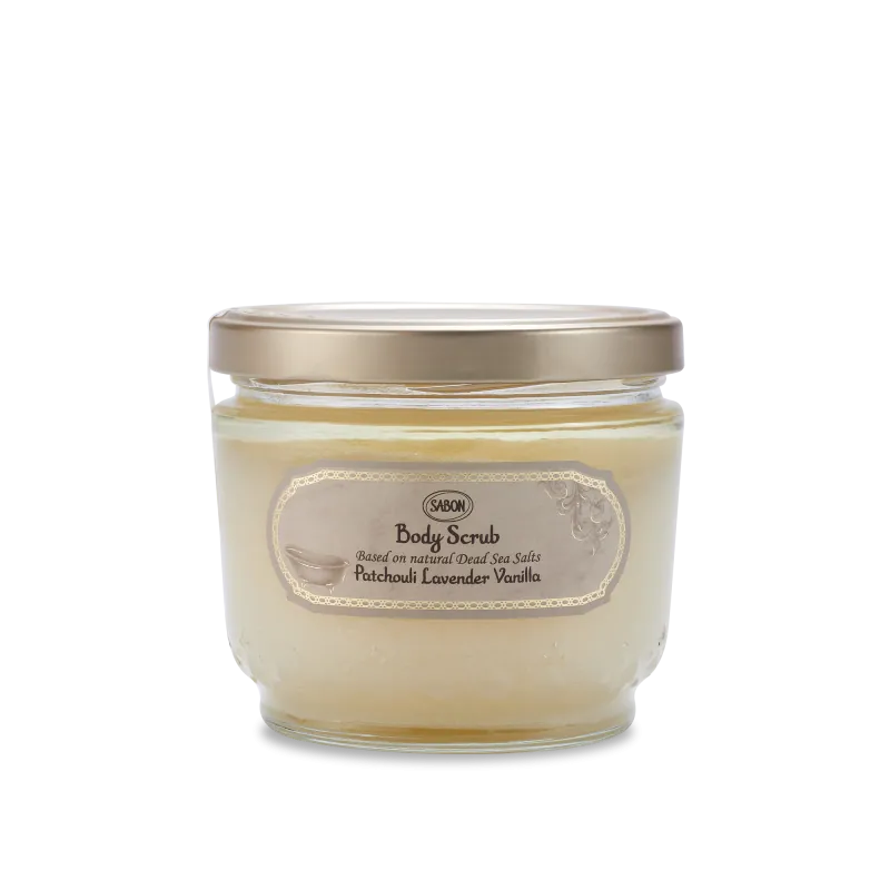 Exfoliant pentru corp Patchouli Lavander Vanilla, 600g, Sabon