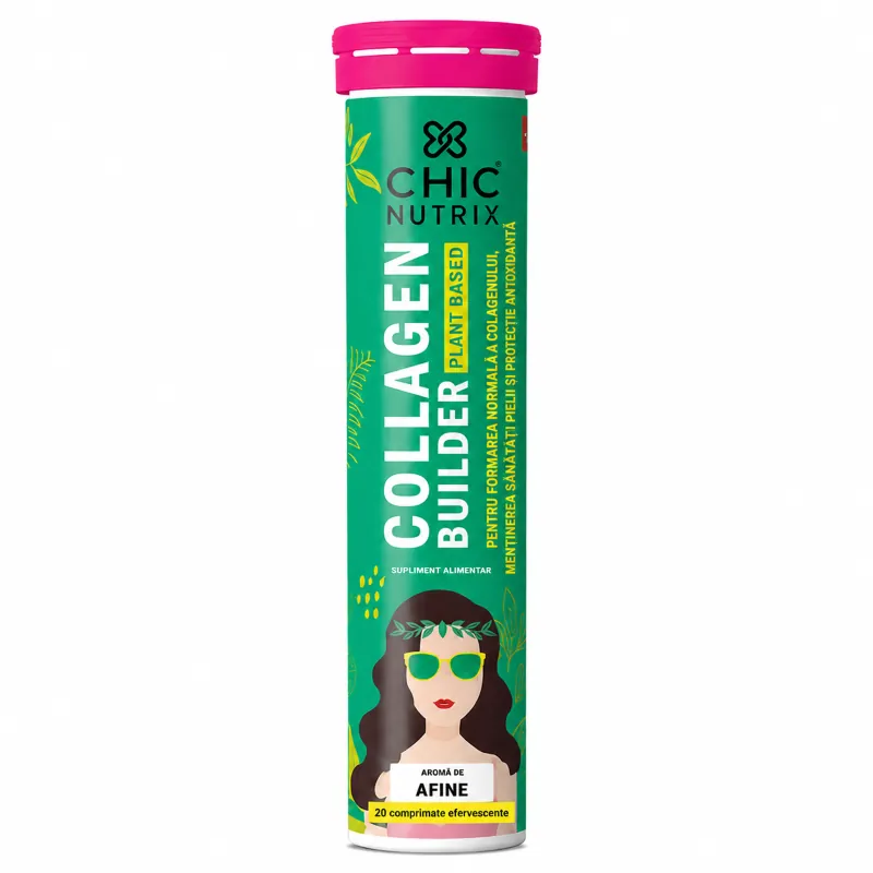 Collagen Builder Plant Based, 20 comprimate efervescente, Chic Nutrix