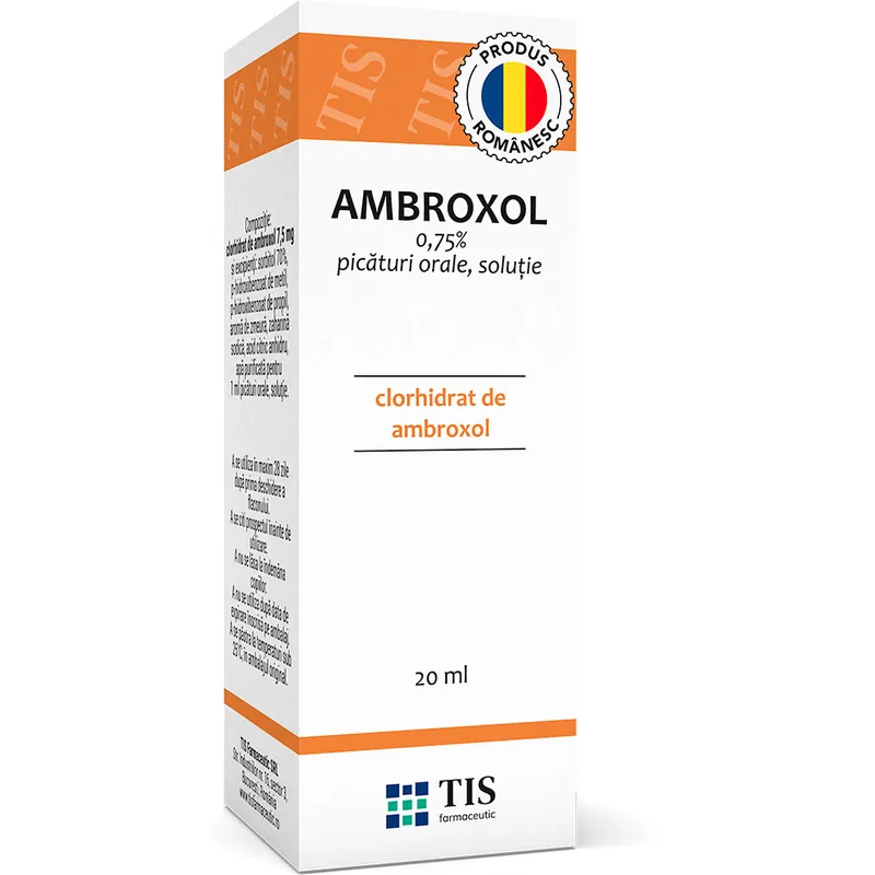 Ambroxol 0.75%, 0,75% picături orale soluție, 20 ml, Tis Farmaceutic