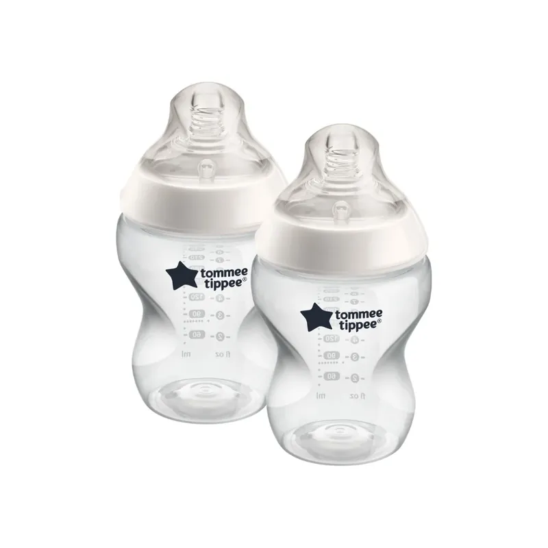 Set 2 biberoane cu tetina din silicon Closer to Nature, 260 ml, Tommee Tippee