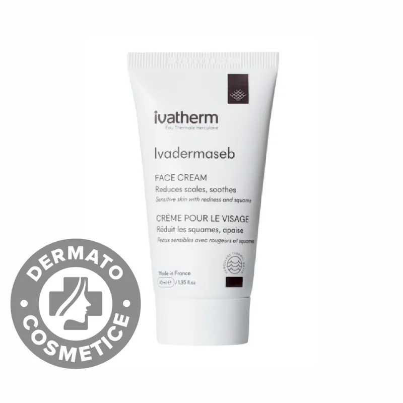 Crema pentru piele sensibila, antiroseata si scuame, Ivadermaseb, 40ml, Ivatherm