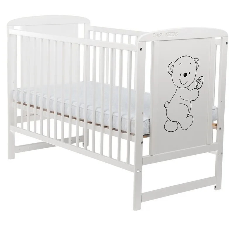 BabyNeeds - Patut din lemn Timmi 120x60 cm Alb
