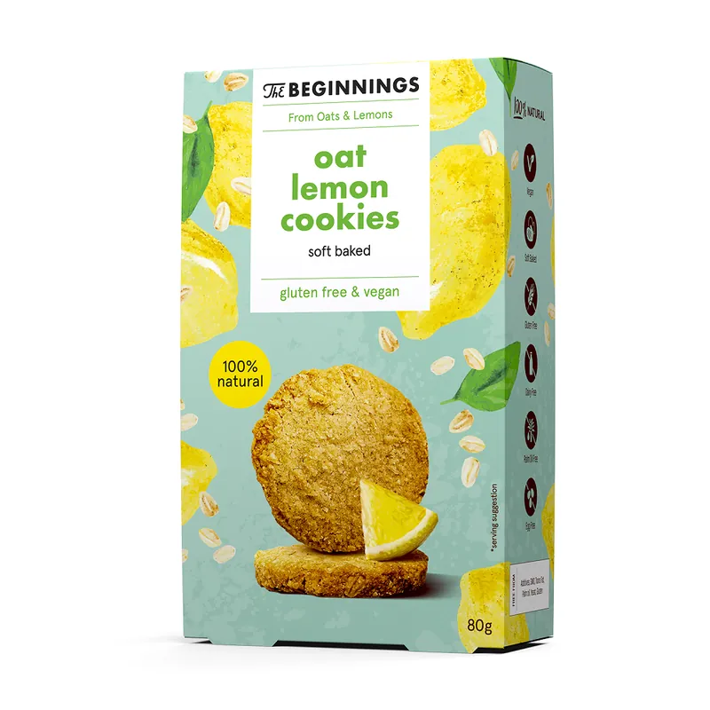Cookies din ovaz cu lamaie, 80 g, The Beginnings