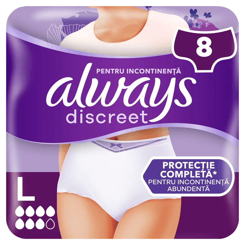 Lenjerie Discreet Pants marimea L, 8 bucati, Always