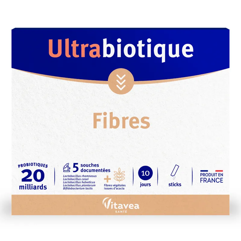 Simbiotic cu fibre Ultrabiotique, 10 stickuri, Vitavea