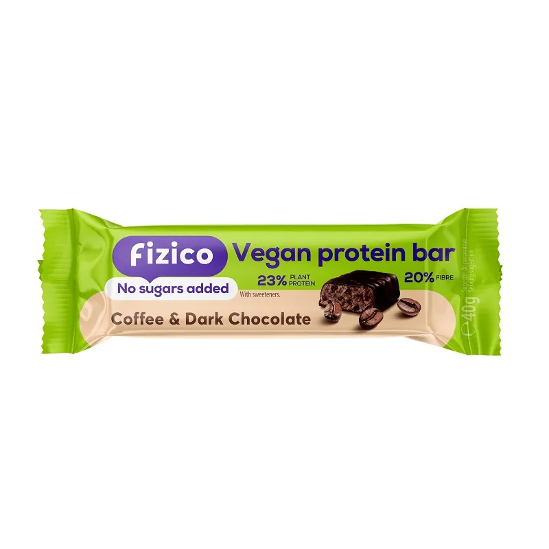 Baton proteic vegan cu cafea si ciocolata neagra Fizico, 40 g, Sly Nutritia