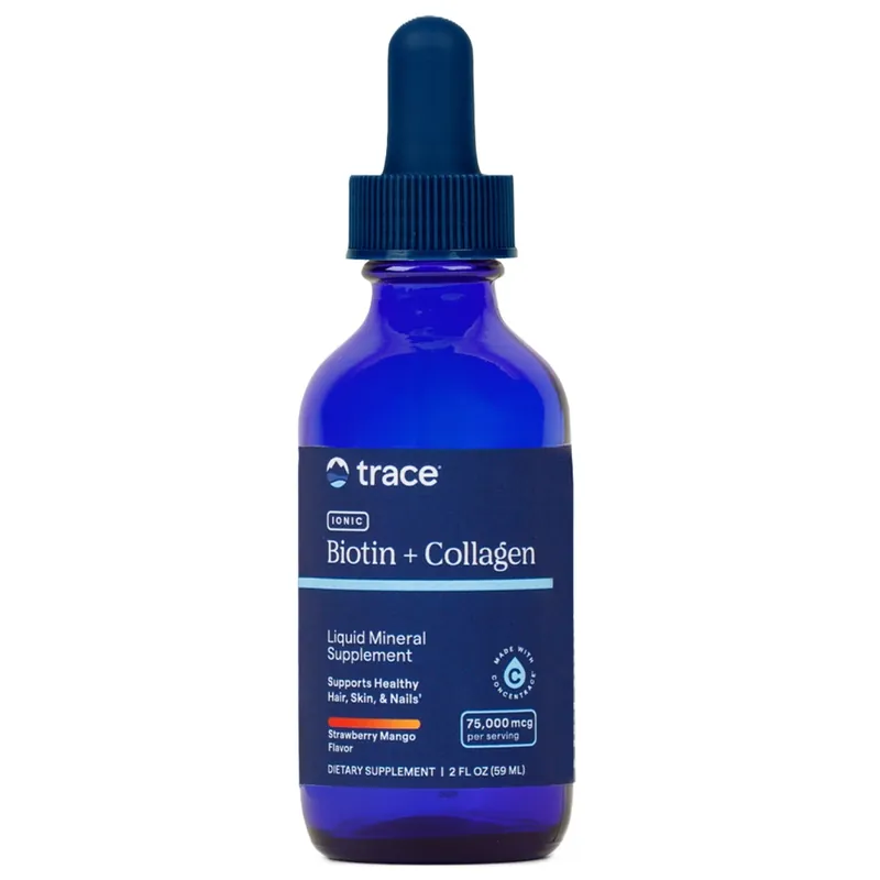 Biotina + colagen lichid cu aroma de capsuni si mango, 59 ml, Trace Minerals