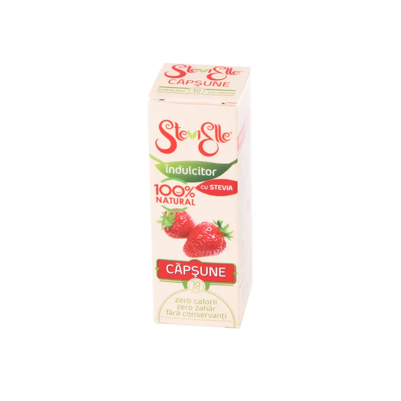 Indulcitor Stevia cu aroma de capsune SteviElle, 10 ml, Hermes Natural