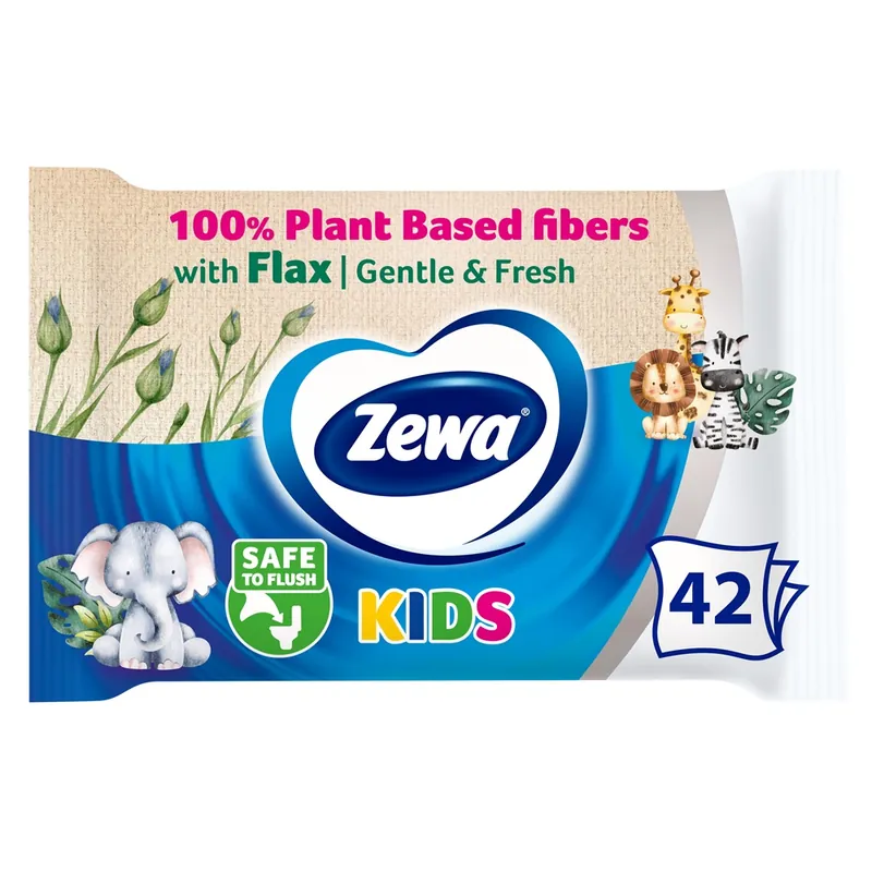 Hartie igienica umeda, Kids, 42 bucati, Zewa