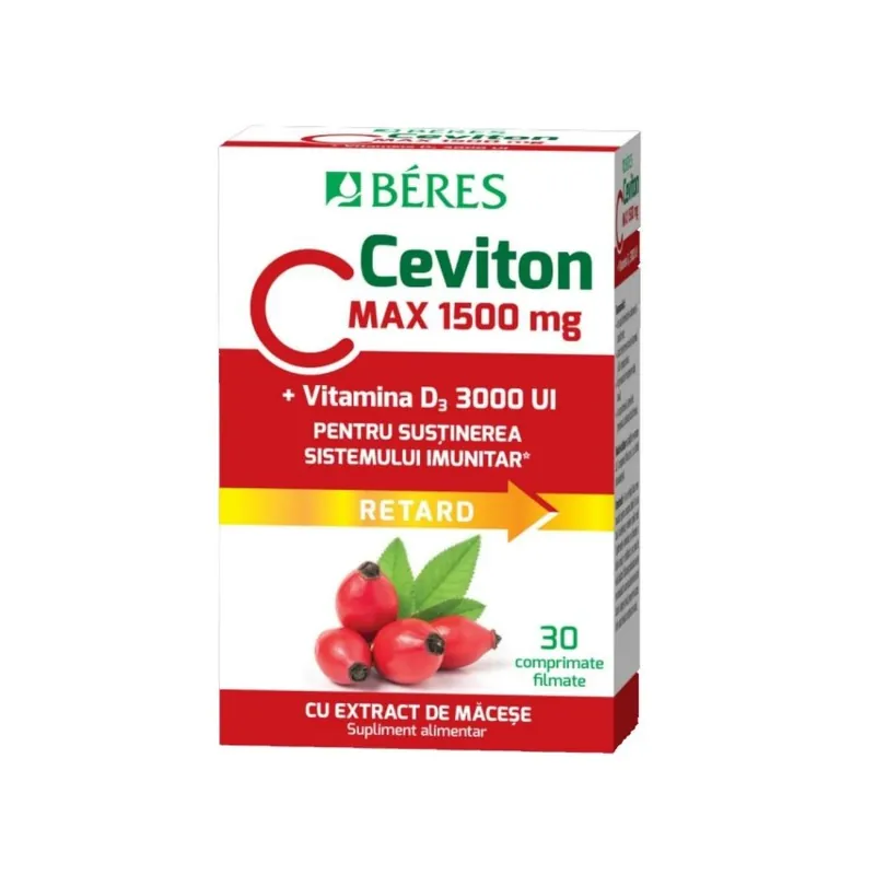 Ceviton C Max 1500 mg cu Vitamina D3 3000 UI 30 capsule Beres Pharmaceuticals