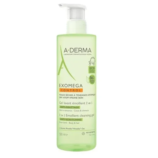 Gel de dus emoliant 2 in 1 Exomega Control, 500 ml, A-Derma