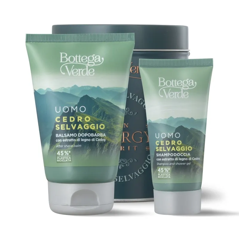 Set pentru barbati sampon si gel de dus, 75 ml + After Shave Cedro, 50 ml Selvaggio, Bottega Verde
