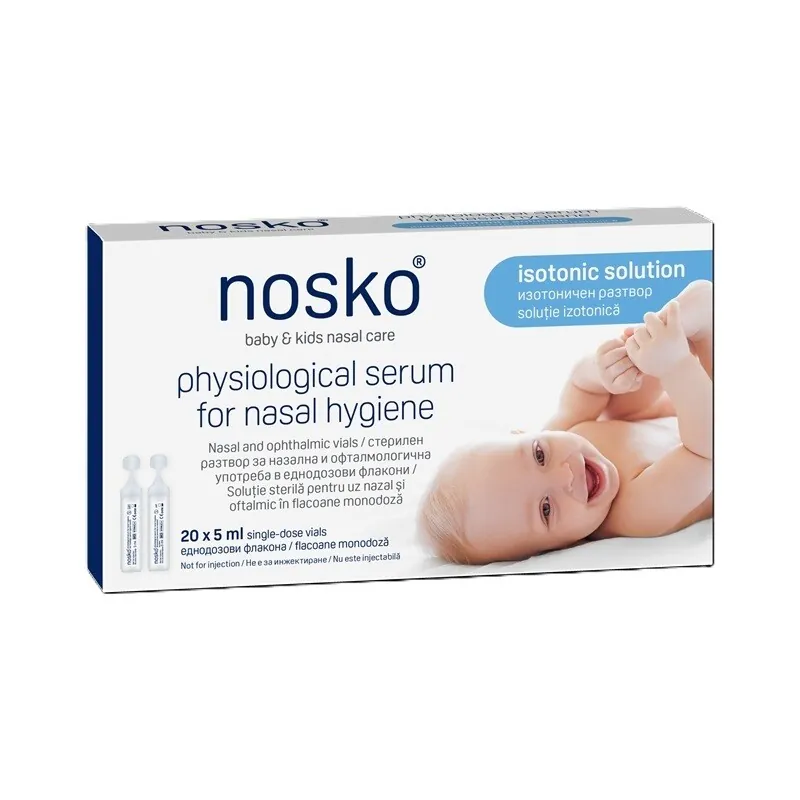 Ser fiziologic pentru igiena nazala 5 ml, 20 monodoze, Nosko