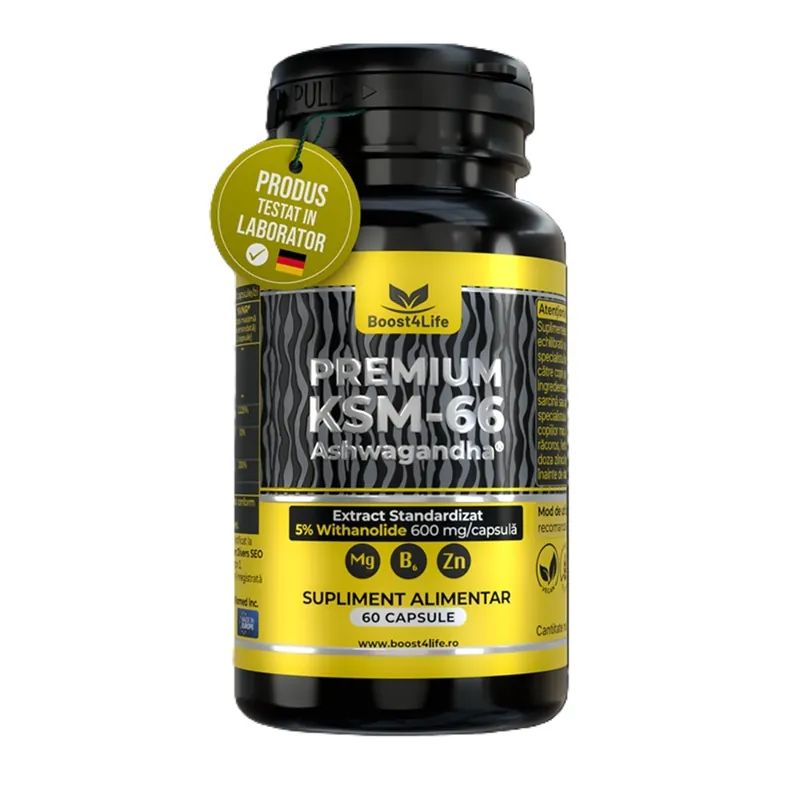 Ashwagandha KSM-66 Premium, 60 capsule vegane, Boost4Life