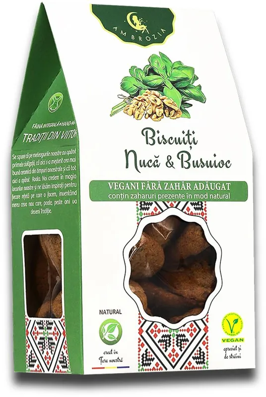 Biscuiti cu nuca si busuioc, 130 g, Hiper Ambrozia