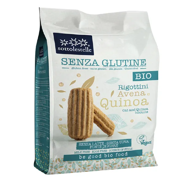 Biscuiti Bio vegani fara gluten cu ovaz si quinoa, 250 g, Sottolestelle