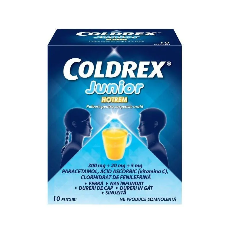 Coldrex Junior Hotrem, 10 plicuri pulbere pentru suspensie orala