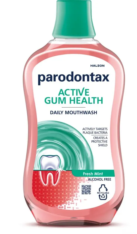 Apa de gura fara alcool Active Gum Health Fresh Mint, 500 ml, Parodontax