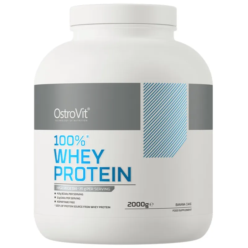 Proteina din zer cu aroma de banane Whey Protein Banana Cake, 2000 g, OstroVit