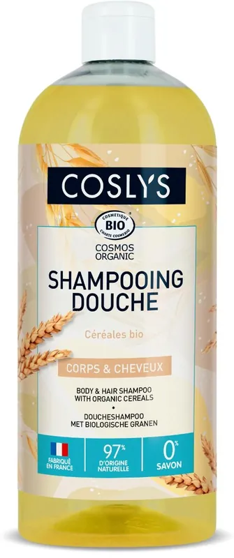 Gel de dus si sampon Bio cu cereale Cosmos Organic, 1000 ml, Coslys