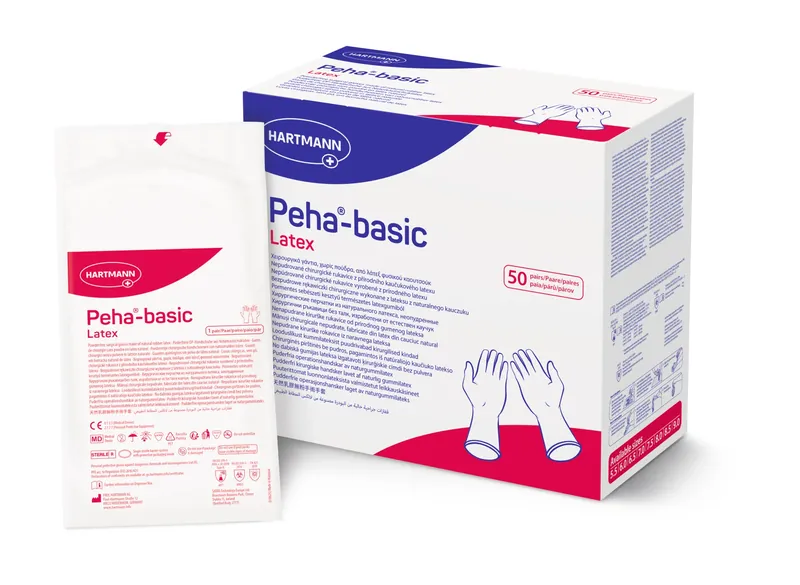 Manusi nepudrate din latex Peha-Basic marimea 6, 50 bucati, Hartmann
