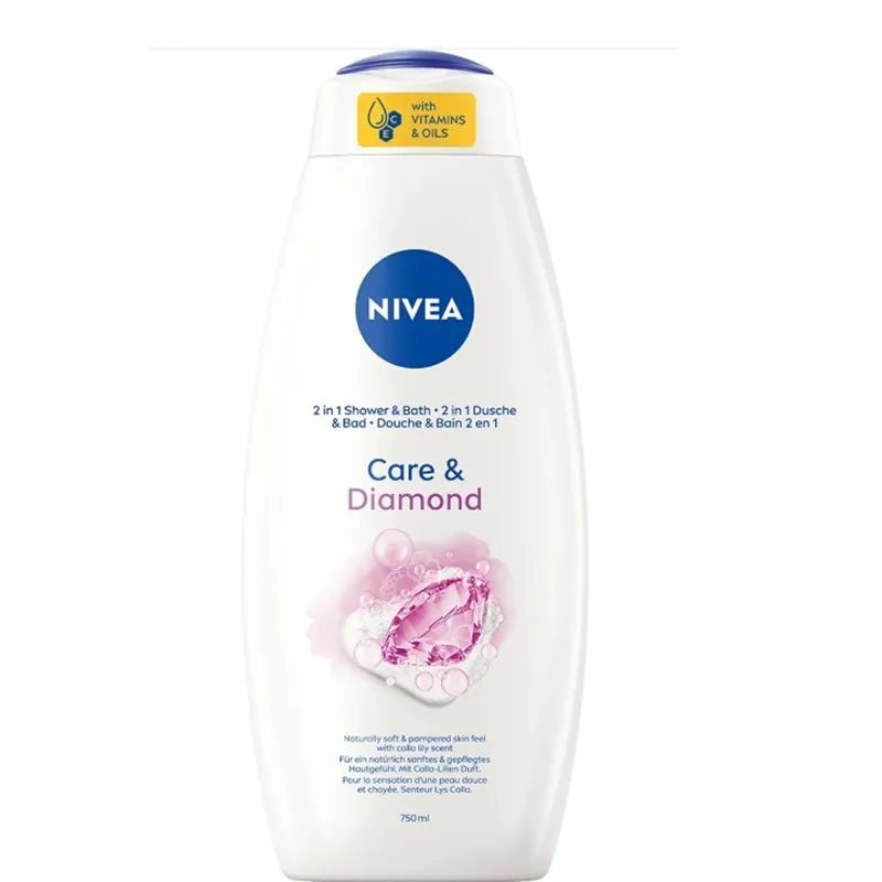 Gel de dus 2 in 1 Care & Diamond, 750 ml, Nivea
