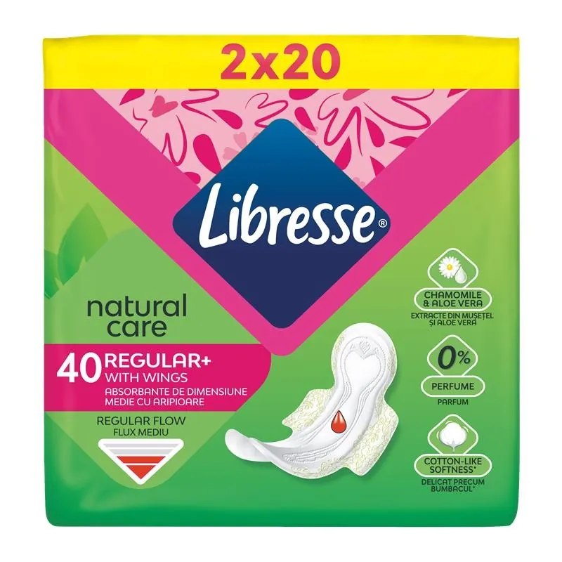 Absorbante Natural Care, 40 bucati, Libresse