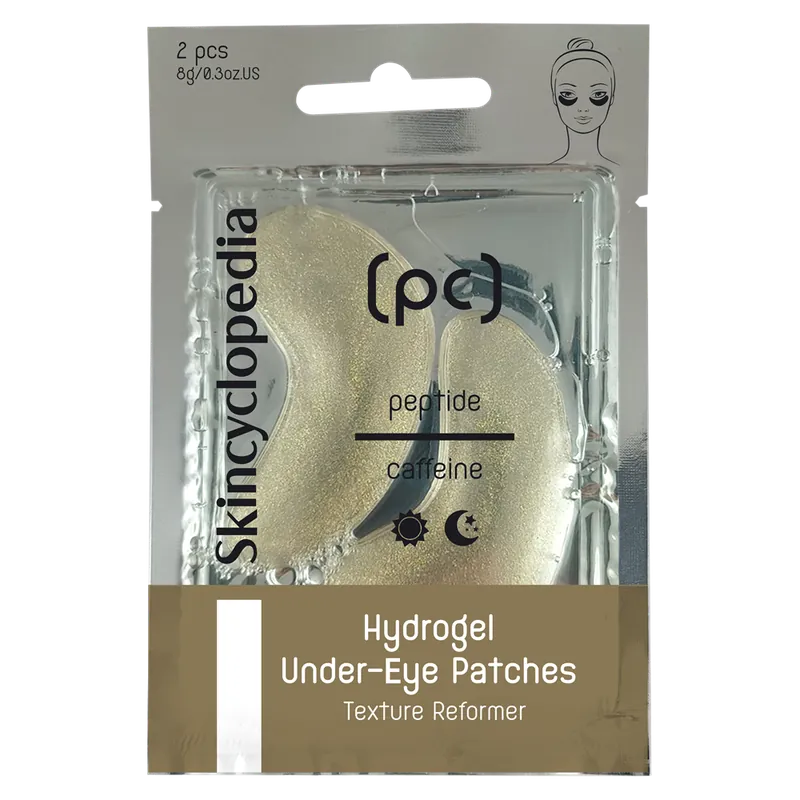 Patchuri pentru ochi cu hidrogel cu peptide, cofeina, acid hialuronic si colagen, 2 bucati, Skincyclopedia
