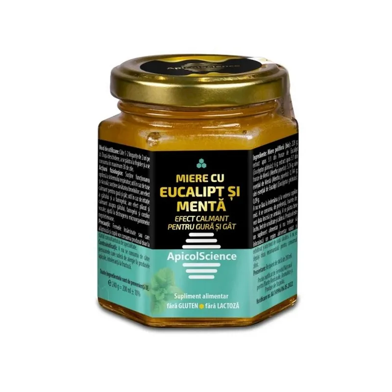 Miere cu Eucalipt și Mentă 200 ml ApicolScience