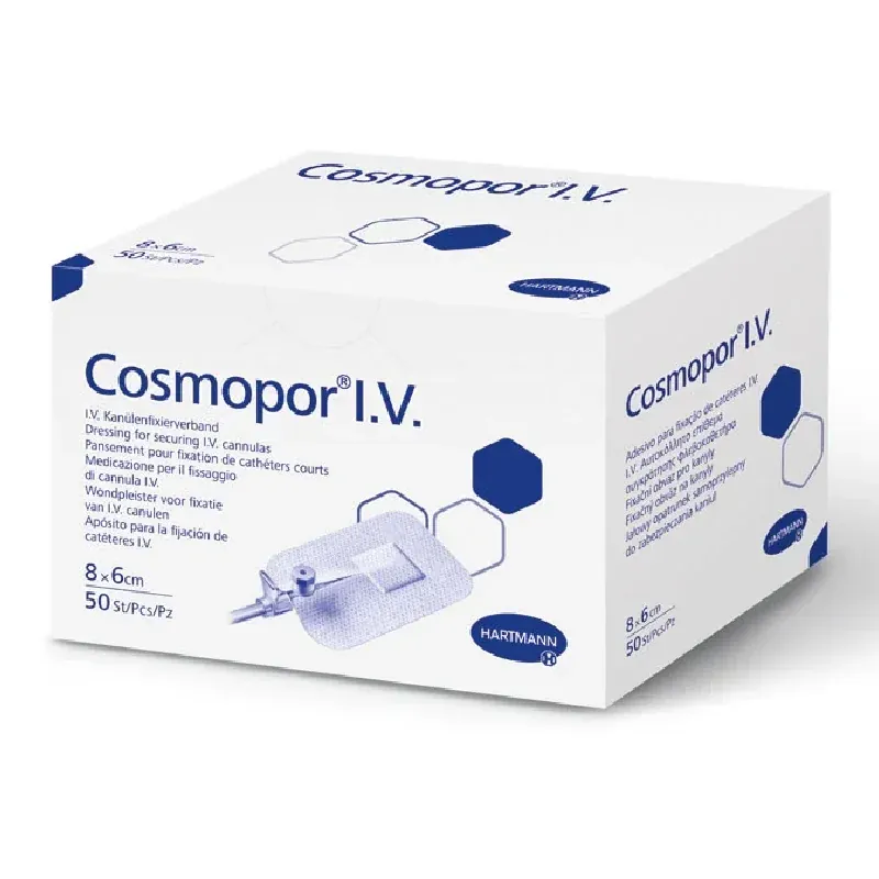 Plasturi sterili fixarea branulelor Cosmopor I.V., 8*6 cm, 50 bucati, Hartmann