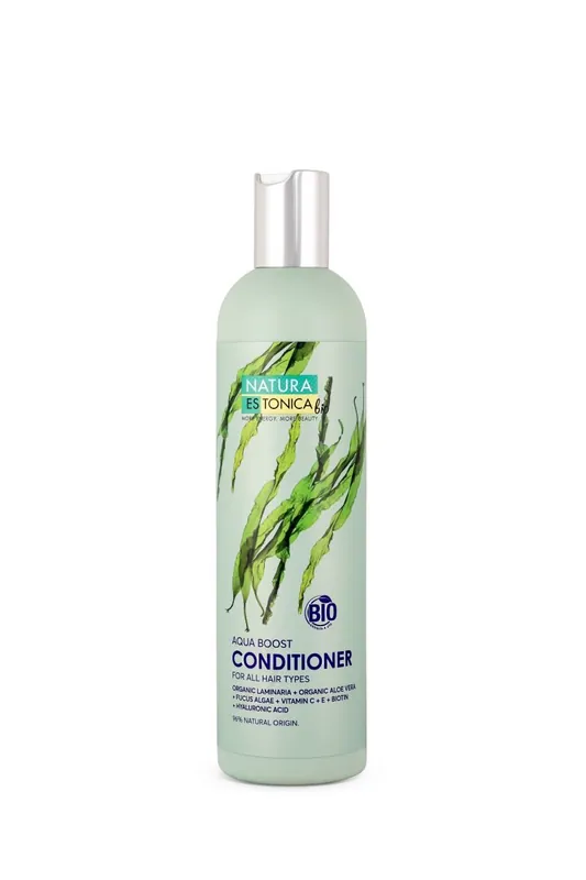 Balsam de par cu acid hialuronic aloe vera si alge marine Aqua Boost, 400ml, Natura Estonica