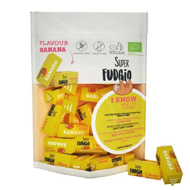Caramele Bio fara gluten cu aroma de banane, 150 g, Super Fudgio