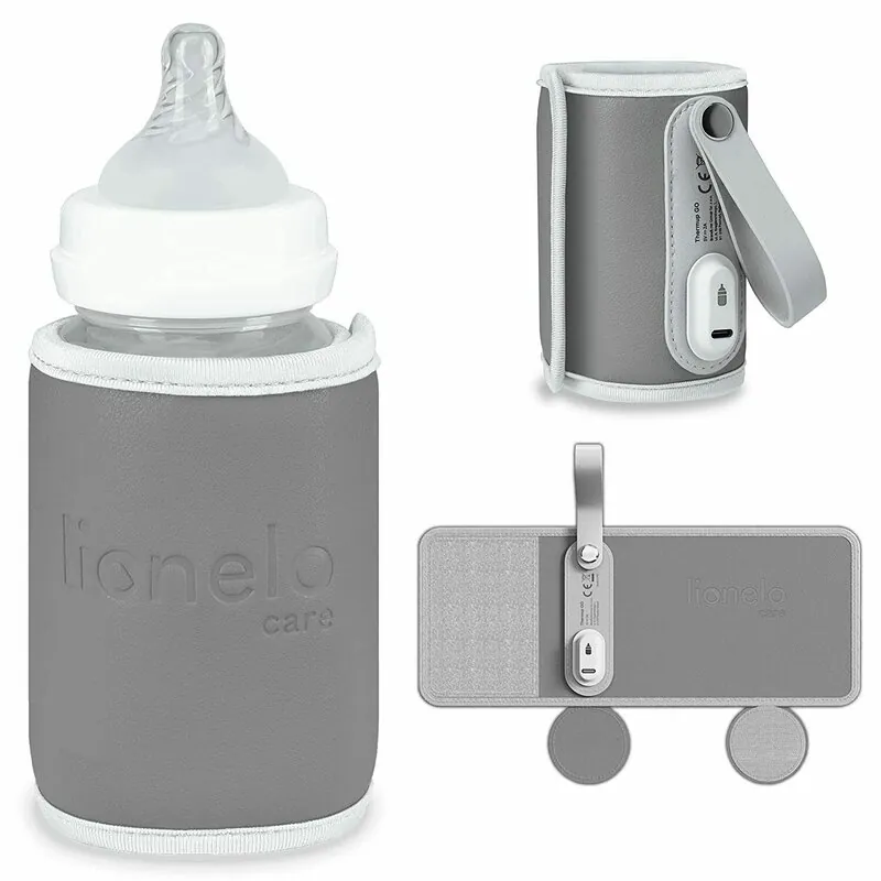 Lionelo - Incalzitor biberoane ThermUp Go, Portabil, Temperatura constanta pana la 24 h, Incarcare USB, Gri