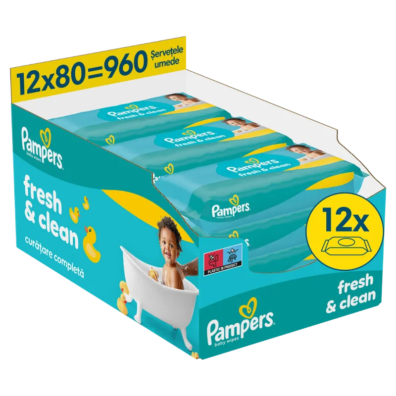 Servetele umede Fresh Clean, 960 bucati, Pampers