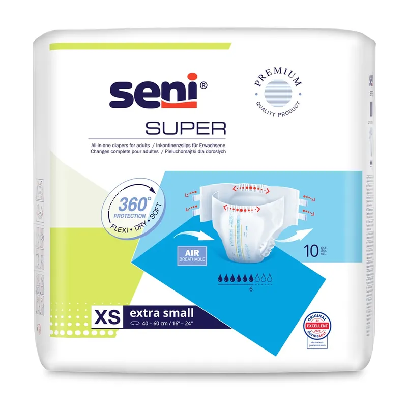 Scutece cu sistem inchis Super Seni, Extra Small, 10 bucati, Seni